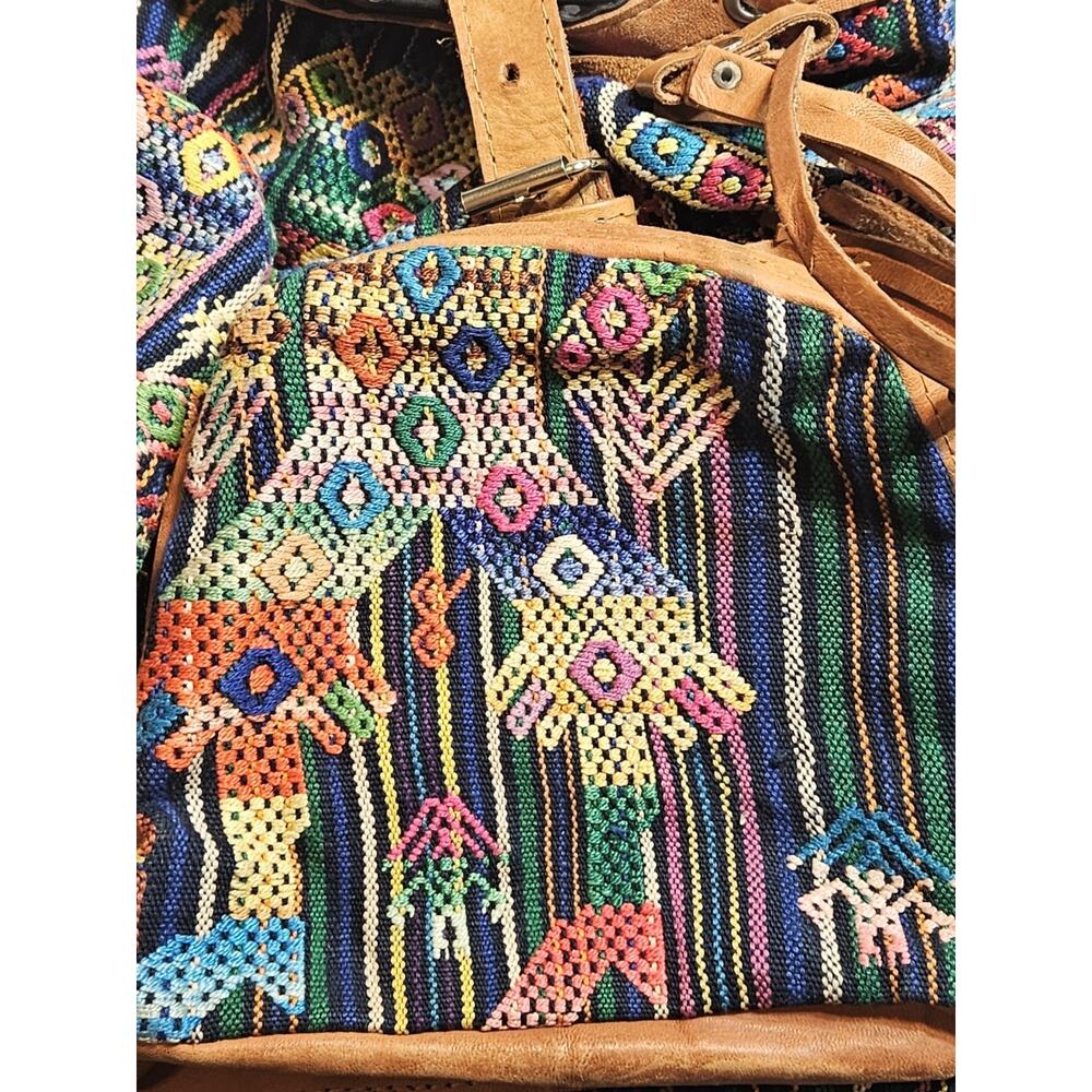 Large backpack Handmade Guatemalan Aztec Southwestern Bag Multiple Pockets - Picture 2 of 12